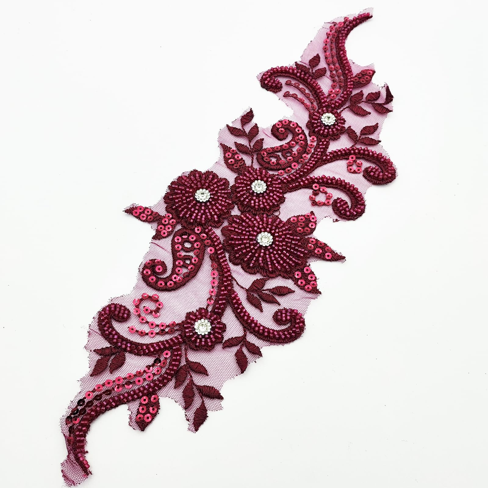 Amazon.com: YOOGCORETT 1PC Wine Red 3D Applique Flowers Lace Patch